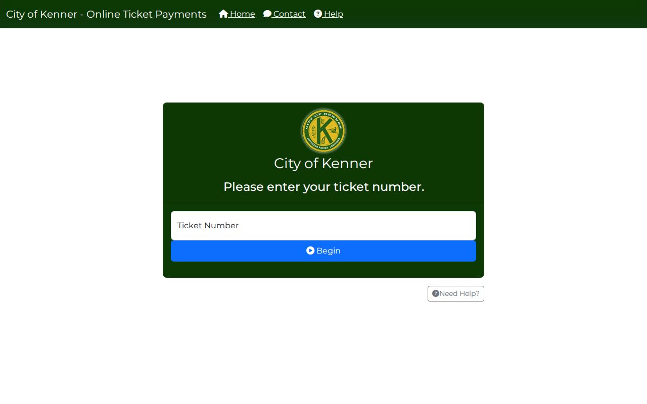 Kenner warrant records official citation payment interface