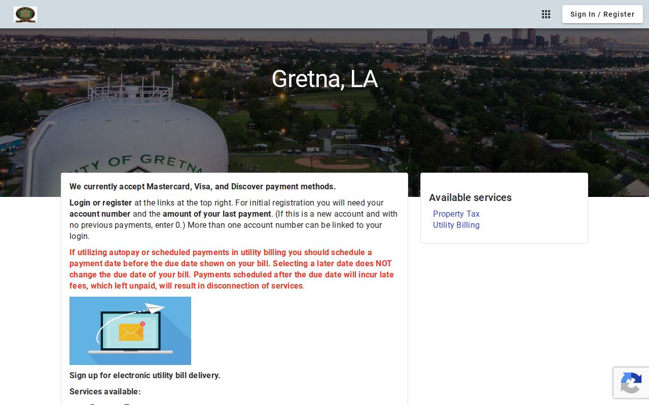 Gretna warrant records city court fine payment portal