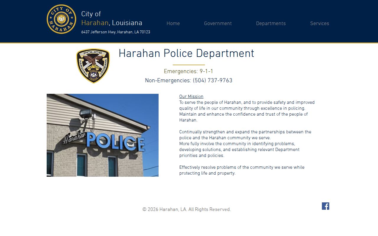 Harahan warrant records police address and nonemergency contact page