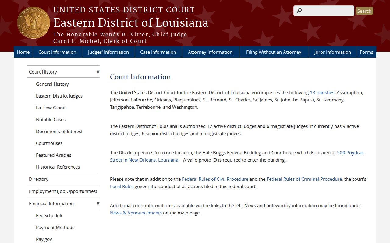 Jefferson Parish most wanted federal jurisdiction notice from the Eastern District of Louisiana courthouse